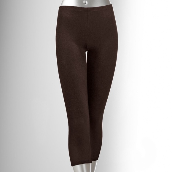SIMPLY VERA VERA WANG Leggings Cotton Capri Brown Small - Picture 3 of 5